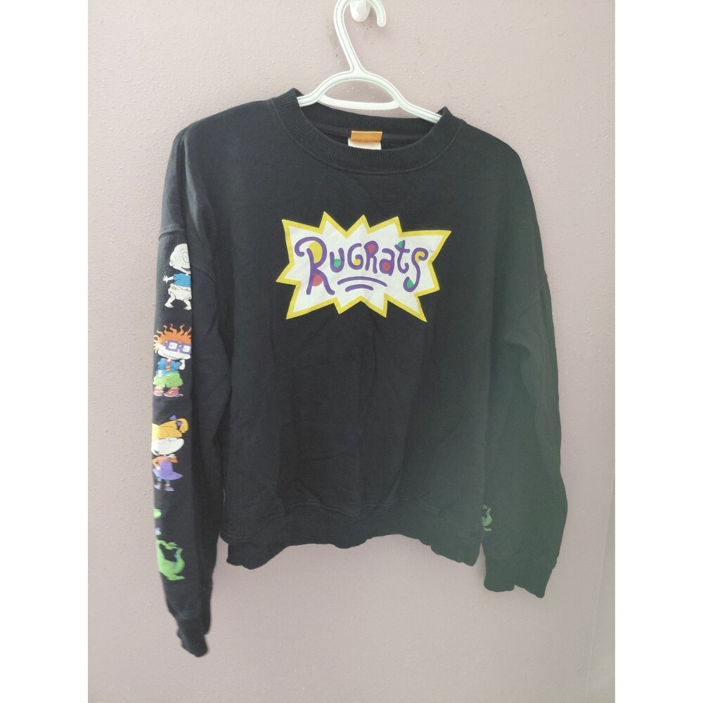 Nickelodeon Rugrats Cropped Long Sleeve Sweatshirt Black Womens Medium